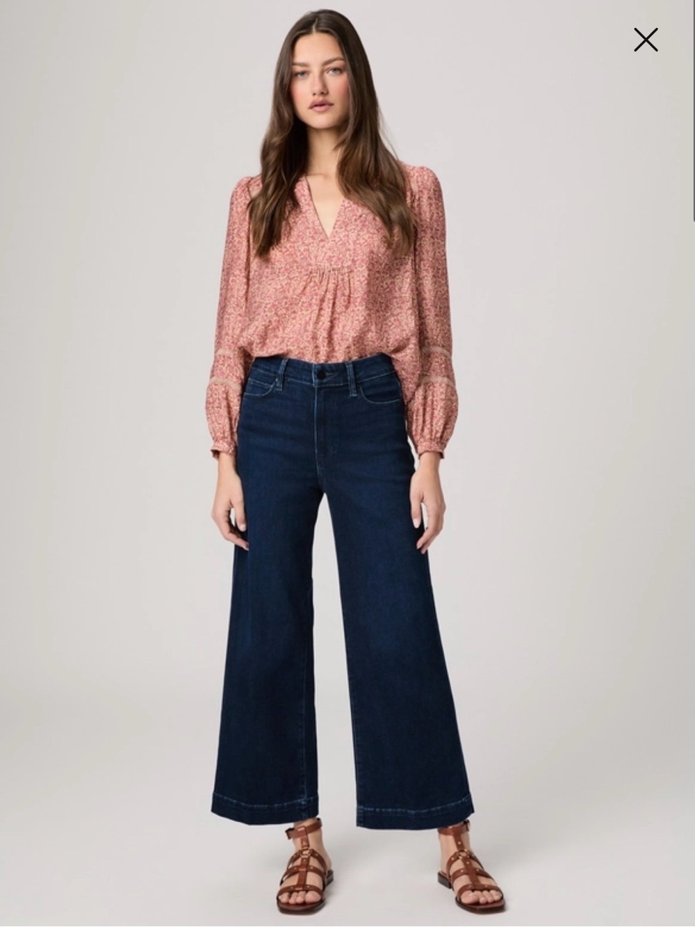 PAIGE Anessa Wide-Leg High-Rise Croppe Jeans in Corsico Beach Dark Denim $249